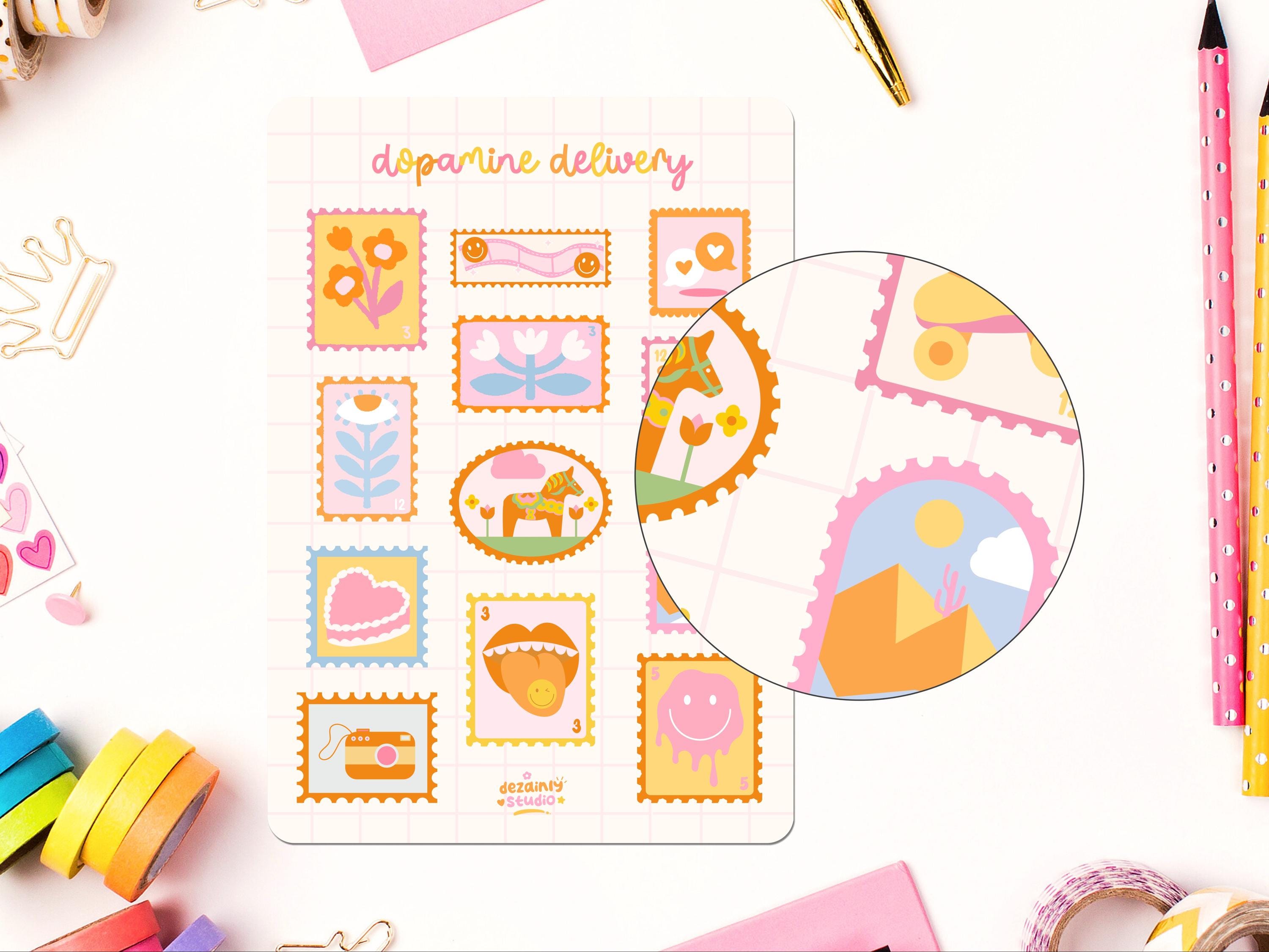 Postage Stamp Junk Journal Sticker Sheet | Printable Aesthetic Stickers ...