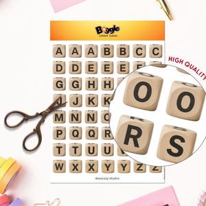 Wooden Letter Cubes Printable Sticker Sheet | Boggle Alphabet PNG ...