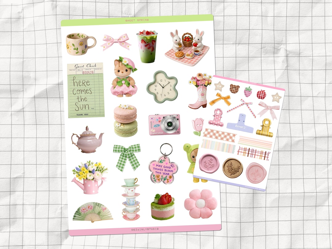 Sweet Spring Printable Sticker Sheet | Kawaii Spring Stickers | Cute ...
