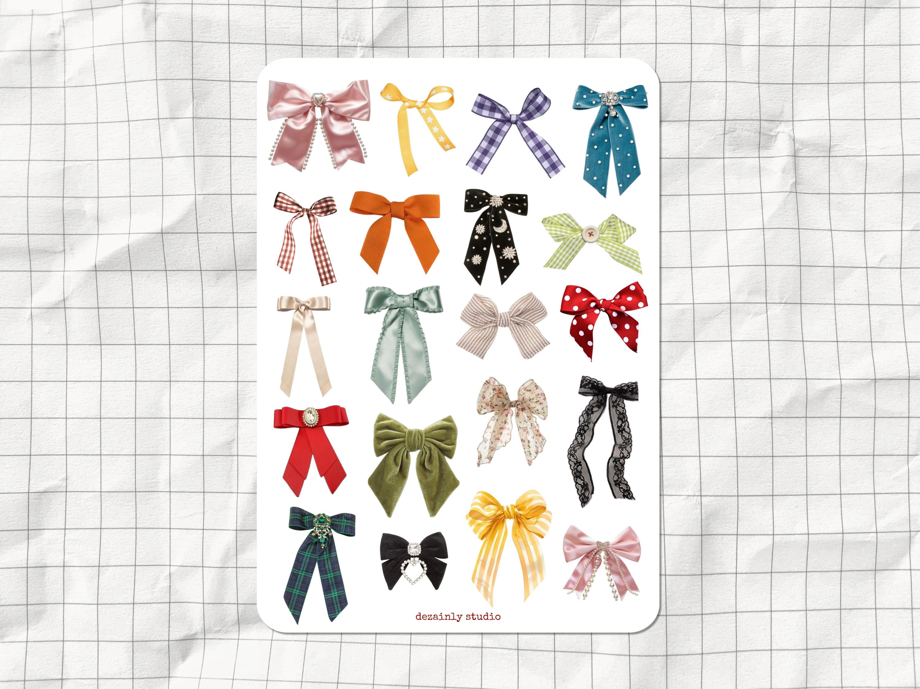 Ribbons & Bows Printable Sticker Sheet | Aesthetic Junk Journal Sticker ...