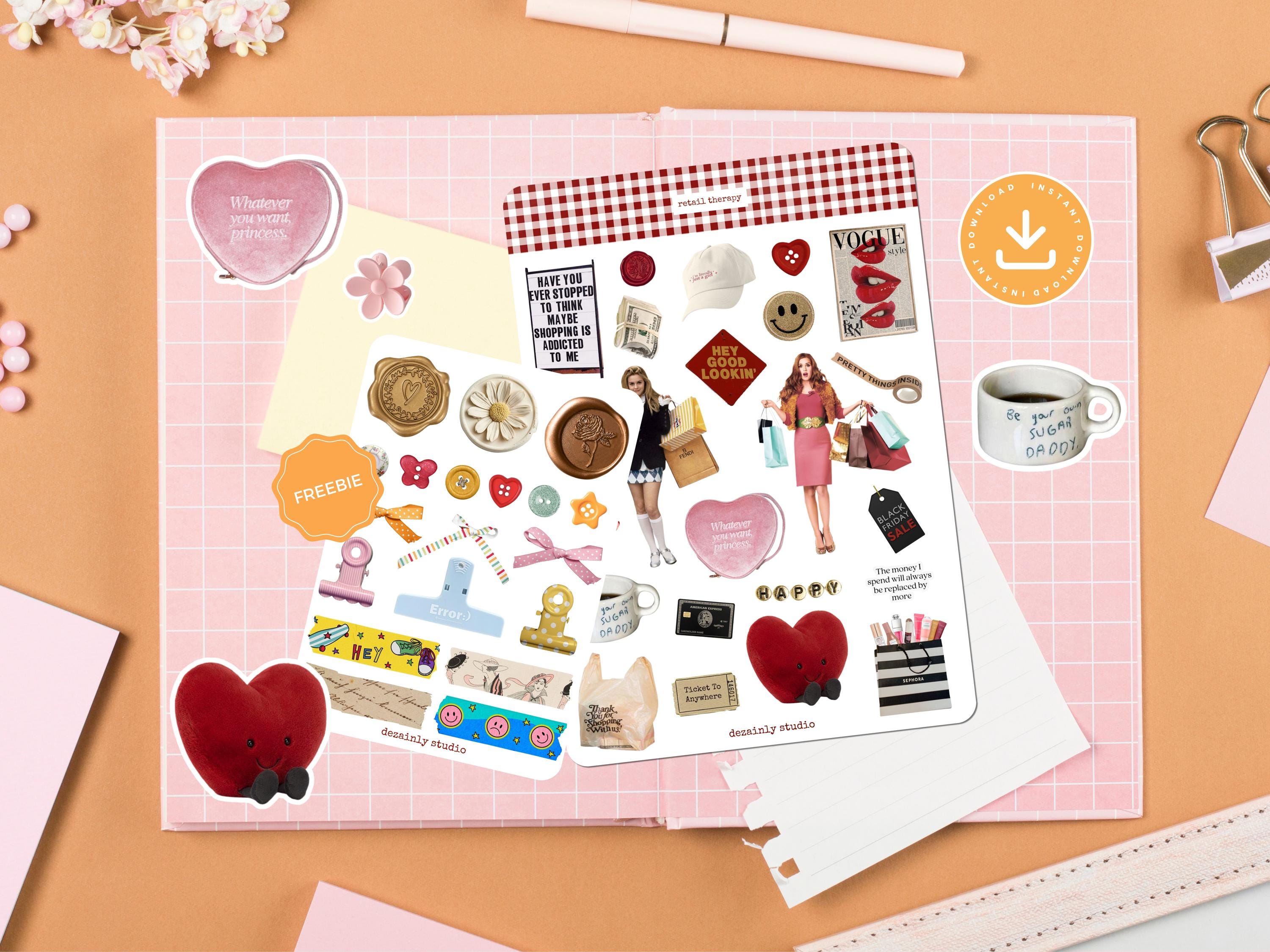 Shopping Junk Journal Sticker Sheet | Printable Aesthetic Stickers ...