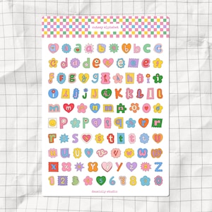Cute Font Alphabet Printable A5 Sticker Sheet | Dopamine Junk Journal Letters | Fun Ransom Note Alphabet | Playful Aesthetic Funky Letters