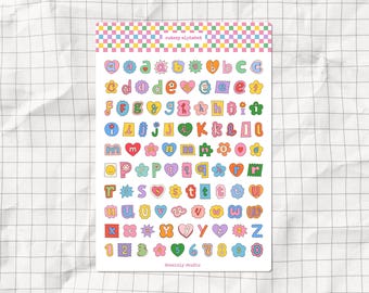 Cute Font Alphabet Printable A5 Sticker Sheet | Dopamine Junk Journal Letters | Fun Ransom Note Alphabet | Playful Aesthetic Funky Letters