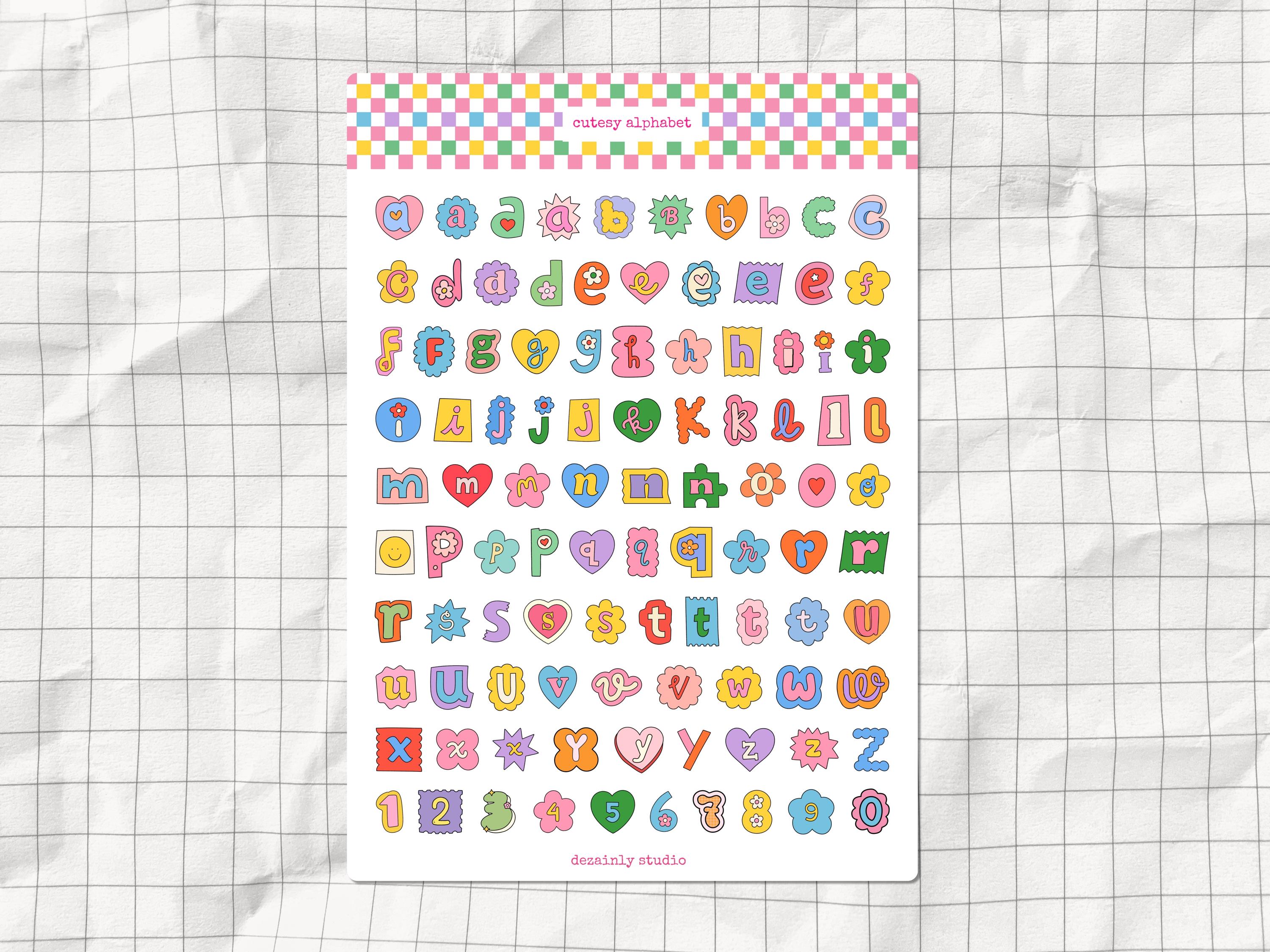 Cute Ransom Letters Cute Font Alphabet Printable A5 Sticker Sheet | Dopamine Junk Journal ...