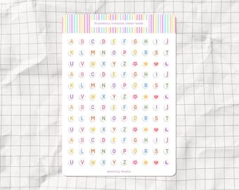Colored Letter Beads Journal Printable Sticker Sheet | Friendship Bracelet Alphabet Stickers | A5 Junk Journal Supplies | Digital Scrapbook
