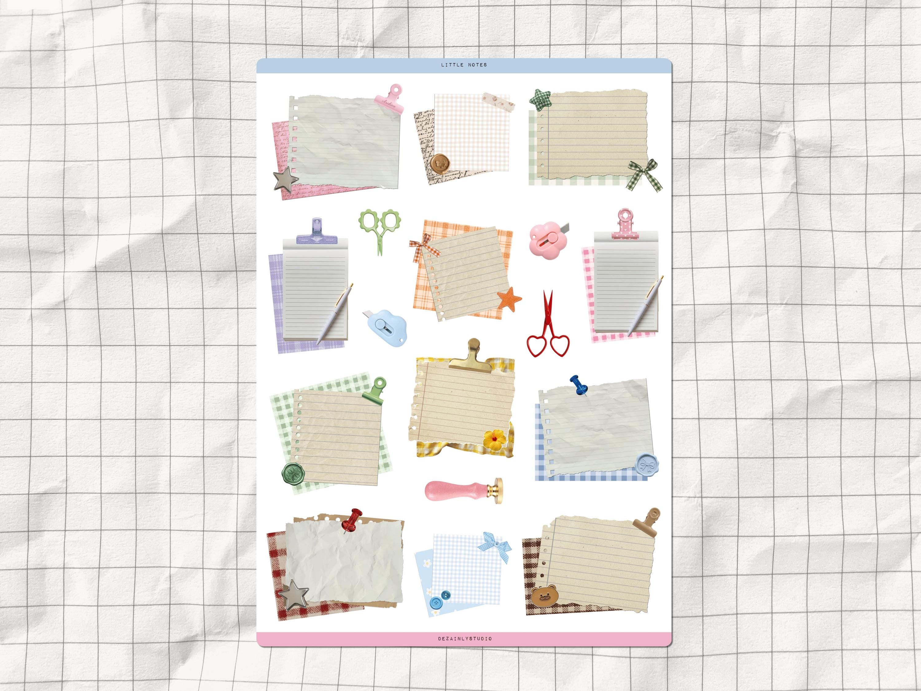 Pastel Notes Printable Sticker Sheet | Cute Sticky Notes & Notepad ...
