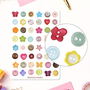 Cute Buttons Printable Sticker Sheet | Aesthetic Junk Journal Sticker ...