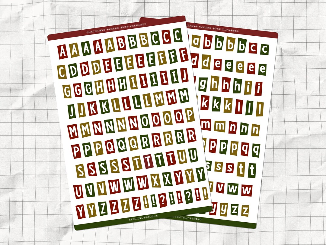 Green Ransom Note Letters Christmas Ransom Note Alphabet Printable Sticker Sheet | Junk Journal ...