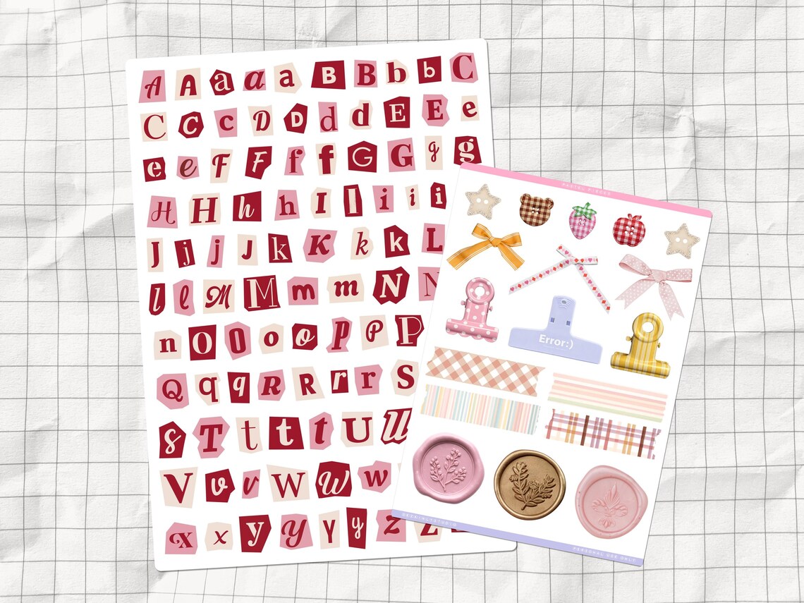 Pink Randsom Letters Pink Ransom Note Alphabet Printable Sticker Sheet | Coquette Letters ...