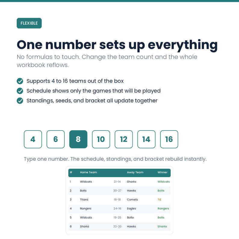 Automatically Number Rows In Excel Tournament Bracket and Schedule Bundle | Round Robin and Pool Play ...