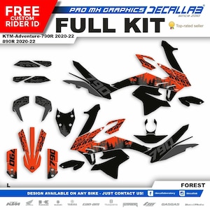 KTM Adventure 790R 890R 2020 2021 2022 White / Chrome / Holographic Super Durable Graphics Stickers Decallab KIT