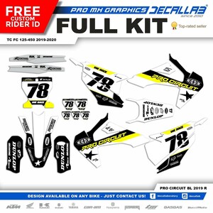 Stickers graphiques MX Husqvarna TC FC 125 250 450 2019 2020 Blanc / Chrome / Holographique Stickers Decallab