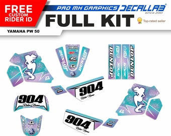 Yamaha PW50 Graphics Kit: Chrome, Holographic MX Stickers