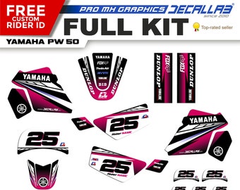Yamaha PW50 MX Graphics Kit: Chrome / Holographic Decals