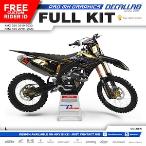 SUZUKI RMZ 250 2019 2021 2023 450 2018 - 2023 Super Durable MX Graphics Stickers Kit Decallab White / Chrome / Holographic