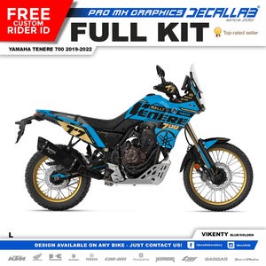 Yamaha Tenere 700 2019 - 2022 Super Durable MX Graphics Stickers KIT Decallab White / Chrome / Holographic