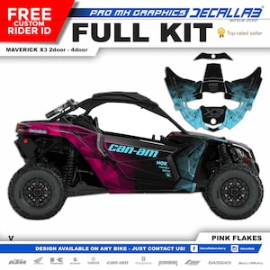 CAN AM Maverick X3 Super Durable Stickers Graphics Set Decals Stickers Kit White / Chrome / Holographic