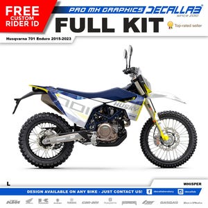 Husqvarna 701 enduro 2015 - 2023 Super Durable MX Adventure Graphics Stickers KIT Decallab White / Chrome / Holographic