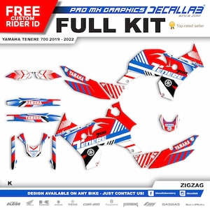 Yamaha Tenere 700 2019 - 2023 Super Durable MX Graphics Stickers KIT Decallab White / Chrome / Holographic
