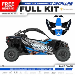 CAN AM Maverick X3 Super Durable Stickers Graphics Set Decals Stickers Kit White / Chrome / Holographic