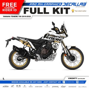 Yamaha Tenere 700 2019 - 2022 Super Durable MX Graphics Stickers KIT Decallab White / Chrome / Holographic
