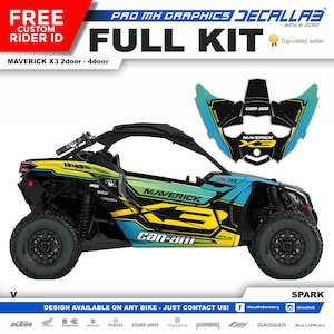 CAN AM Maverick X3 Super Durable Stickers Graphics Set Decals Stickers Kit White / Chrome / Holographic