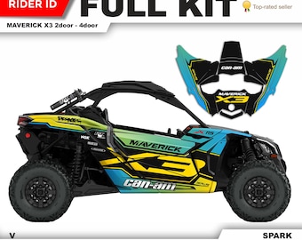 CAN AM Maverick X3 Graphics Kit: Durable Decals - Chrome / Holographic