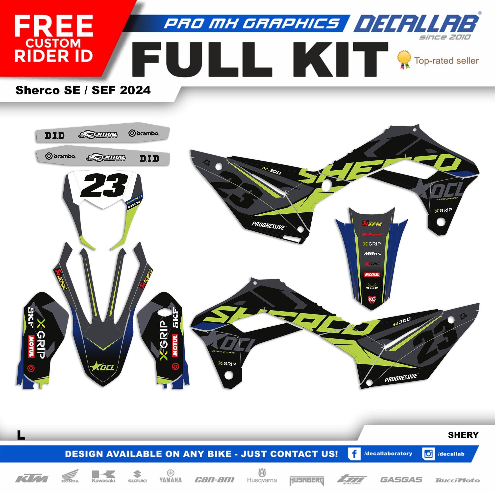 Sherco SE/SEF 2024 MX Graphics Kit: White, Chrome, Holographic