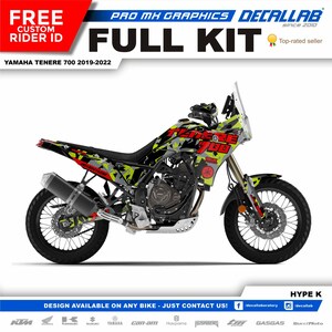 Yamaha Tenere 700 2019 - 2022 Super Durable MX Graphics Stickers KIT Decallab White / Chrome / Holographic