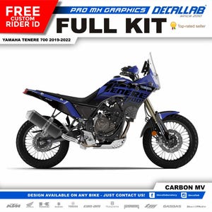 Yamaha Tenere 700 2019 - 2022 Super Durable MX Graphics Stickers KIT Decallab White / Chrome / Holographic