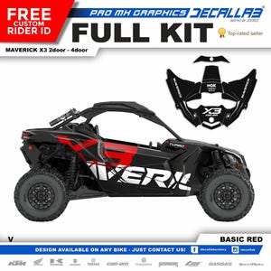 CAN AM Maverick X3 Super Durable Stickers Graphics Set Decals Stickers Kit White / Chrome / Holographic