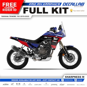 Yamaha Tenere 700 2019 - 2022 Super Durable MX Graphics Stickers KIT Decallab White / Chrome / Holographic