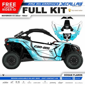 CAN AM Maverick X3 Super Durable Stickers Graphics Set Decals Stickers Kit White / Chrome / Holographic