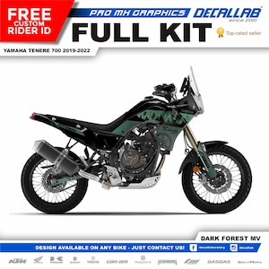 Yamaha Tenere 700 2019 - 2022 Super Durable MX Graphics Stickers KIT Decallab White / Chrome / Holographic