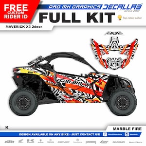 CAN AM Maverick X3 Super Durable Stickers Graphics Set Decals Stickers Kit White / Chrome / Holographic