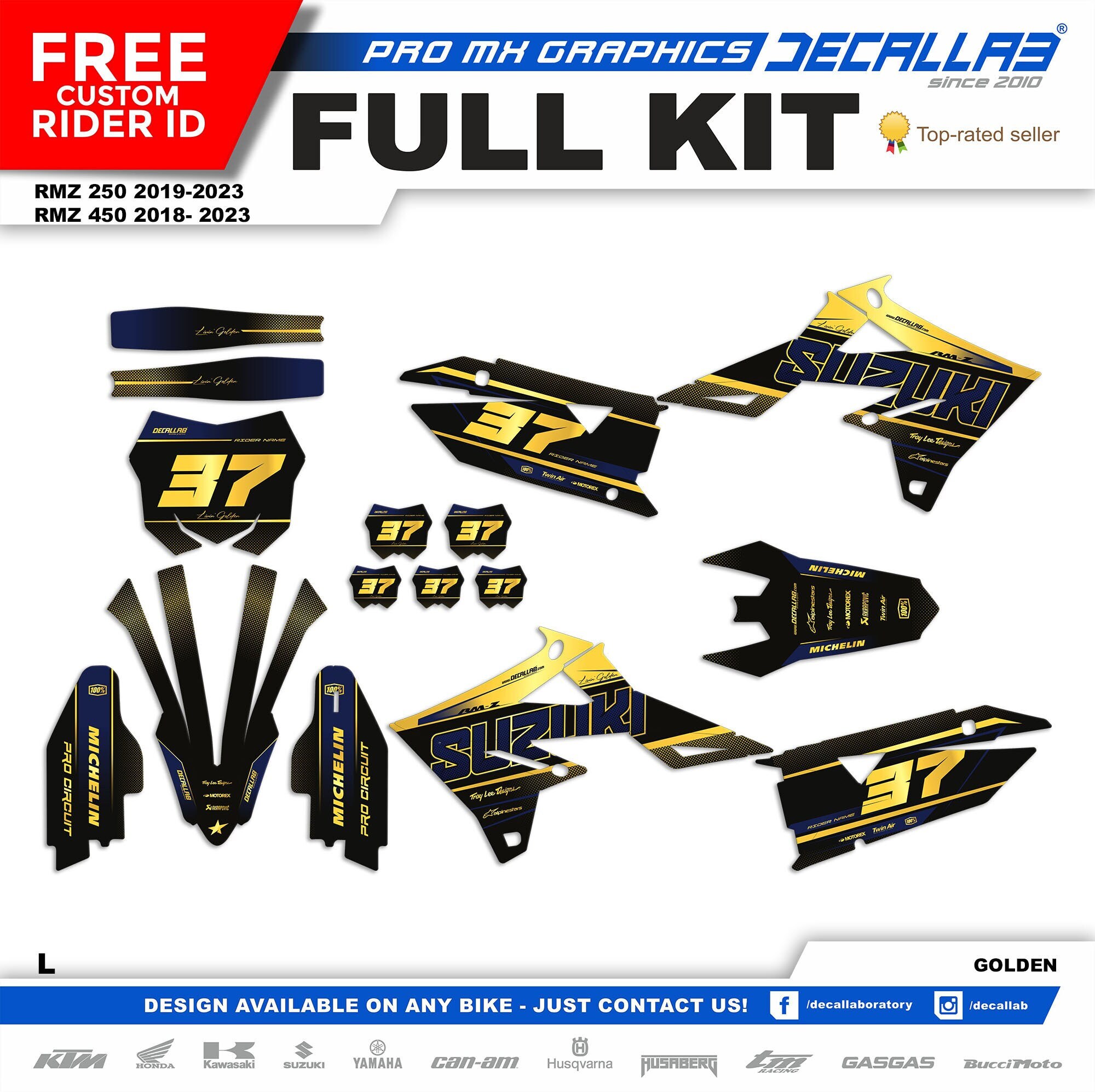 RMZ 250/450 MX Graphics Kit: Chrome/holographic Decals - Etsy