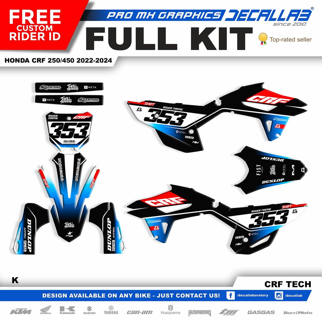 HONDA CRF 250 450 2022 2023 2024 White / Chrome / Holographic Super ...
