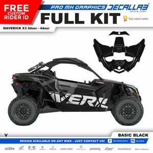 CAN AM Maverick X3 Super Durable Stickers Graphics Set Decals Stickers Kit White / Chrome / Holographic
