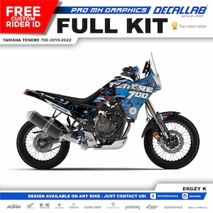 Yamaha Tenere 700 2019 - 2022 Super Durable MX Graphics Stickers KIT Decallab White / Chrome / Holographic