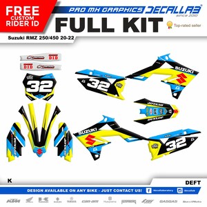 SUZUKI RMZ 250  450 2020 2021 2022 Super Durable MX Graphics Stickers Kit Decallab White / Chrome / Holographic