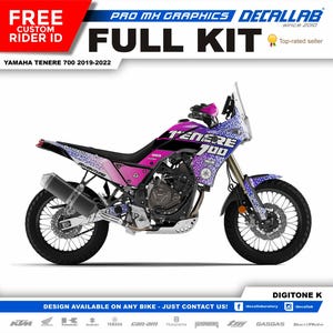 Yamaha Tenere 700 2019 - 2022 Super Durable MX Graphics Stickers KIT Decallab White / Chrome / Holographic