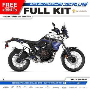 Yamaha Tenere 700 2019 - 2022 Super Durable MX Graphics Stickers KIT Decallab White / Chrome / Holographic