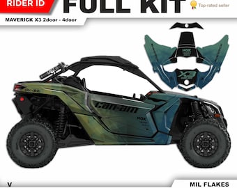 Can Am Maverick X3 Graphics Kit: Custom Decals, Chrome/Holographic