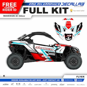 CAN AM Maverick X3 Super Durable Stickers Graphics Set Decals Stickers Kit White / Chrome / Holographic