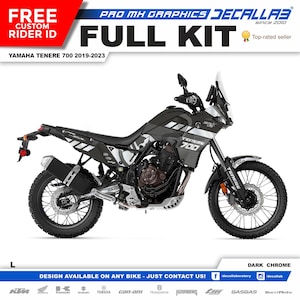 Yamaha Tenere 700 2019 - 2023 Super Durable MX Adventure Graphics Stickers Kit Decallab Chrome / Holographic
