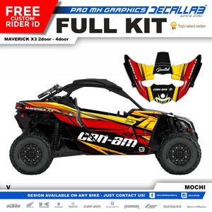 CAN AM Maverick X3 Super Durable Stickers Graphics Set Decals Stickers Kit White / Chrome / Holographic