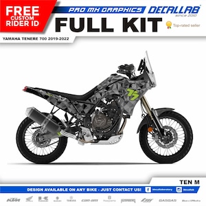 Yamaha Tenere 700 2019 - 2022 Super Durable MX Graphics Stickers KIT Decallab White / Chrome / Holographic