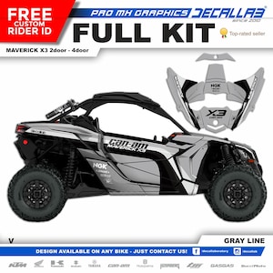 CAN AM Maverick X3 Super Durable Stickers Graphics Set Decals Stickers Kit White / Chrome / Holographic