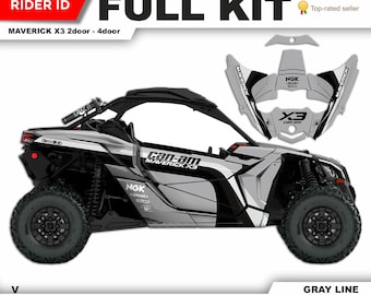 Can Am Maverick X3 Graphics Kit: Custom Decals - White/Chrome/Holographic