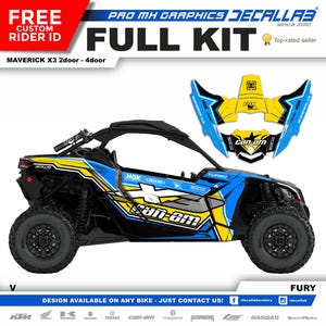 CAN AM Maverick X3 Super Durable Stickers Graphics Set Decals Stickers Kit White / Chrome / Holographic